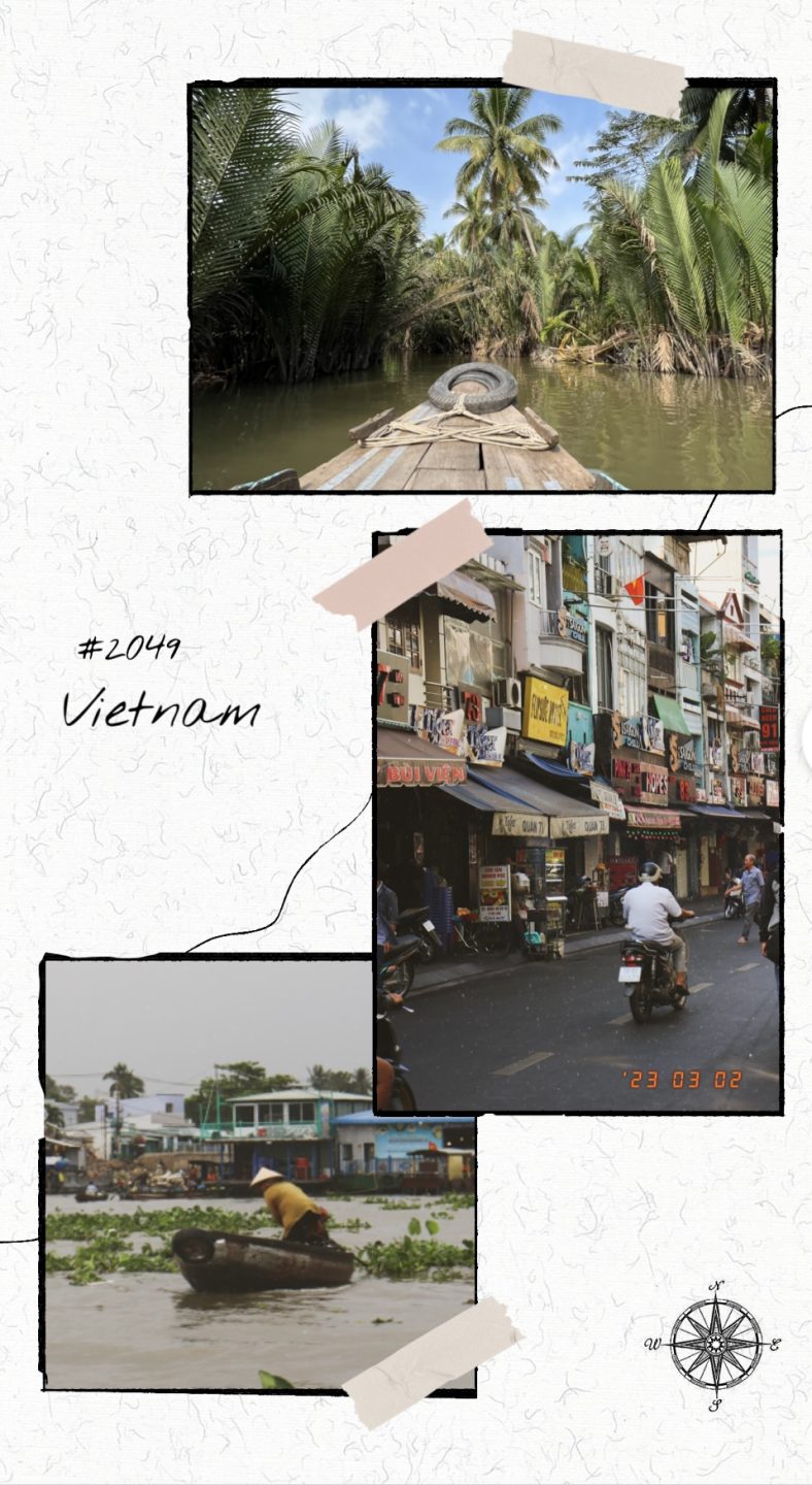 città di Ho Chi Min in Vietnam, il suo fiume Mekong e il mercato galleggiante.